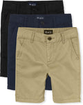 Stretch Chino Shorts for Boys - Durable, Adjustable 3-Pack