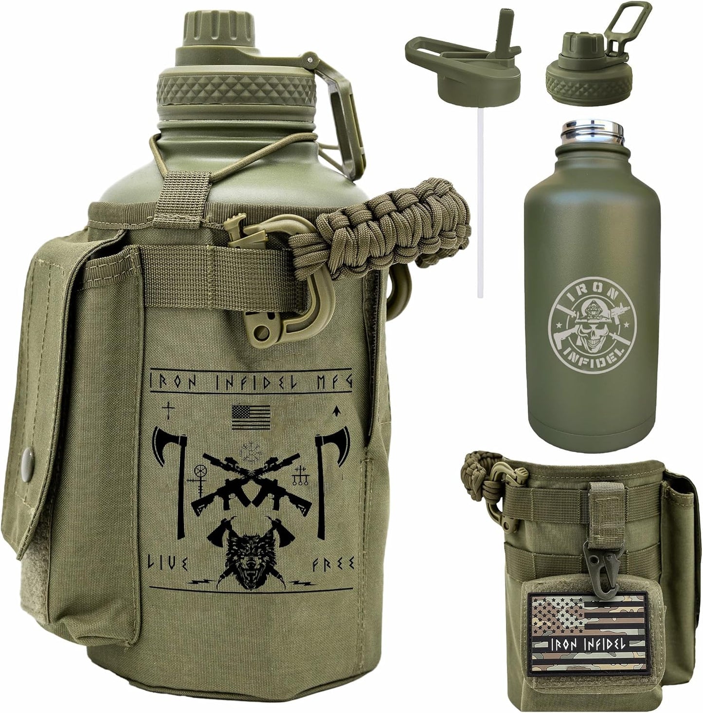 Iron Infidel Battle Bottle - Rugged 64 oz Insulated Water Jug