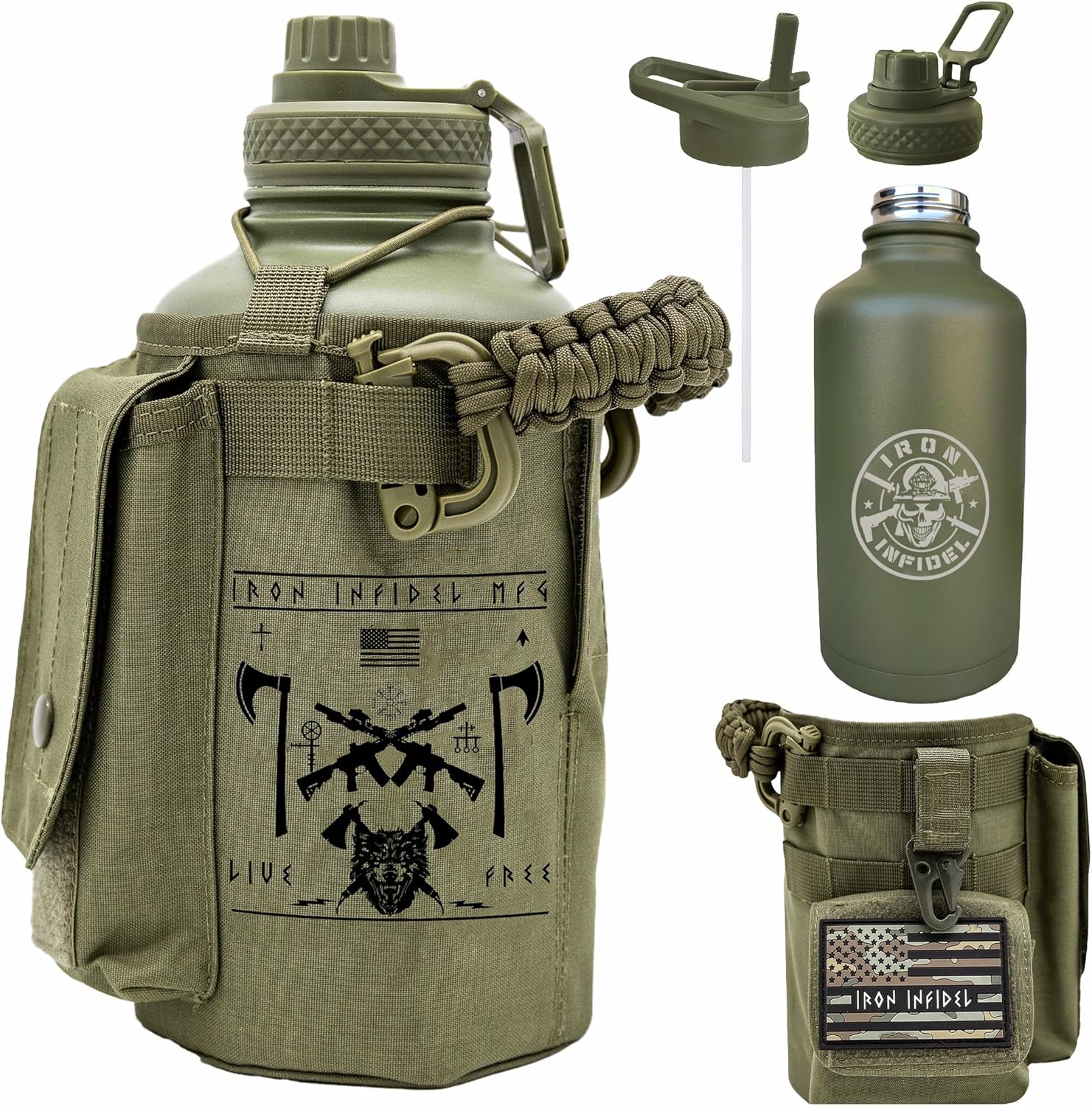 Iron Infidel Battle Bottle - Rugged 64 oz Insulated Water Jug