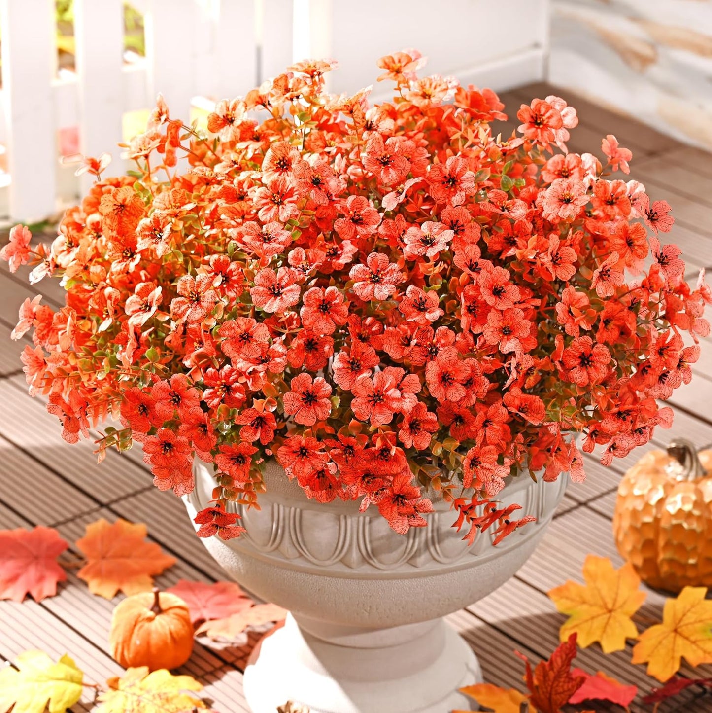 Fall Decor with UV Resistant Artificial Mums for Outdoors