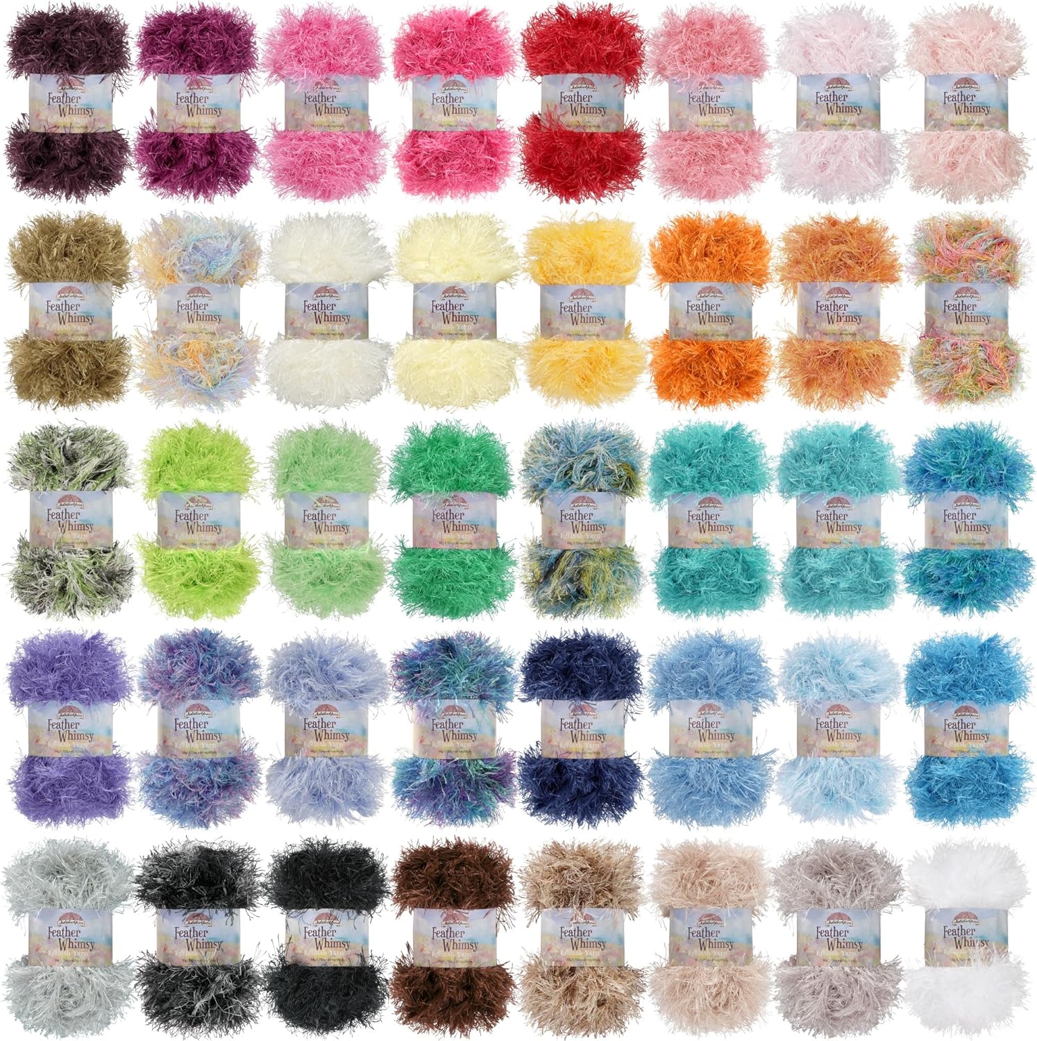 JubileeYarn Feather Whimsy Eyelash Yarn - 40 Skeins Variety Pack