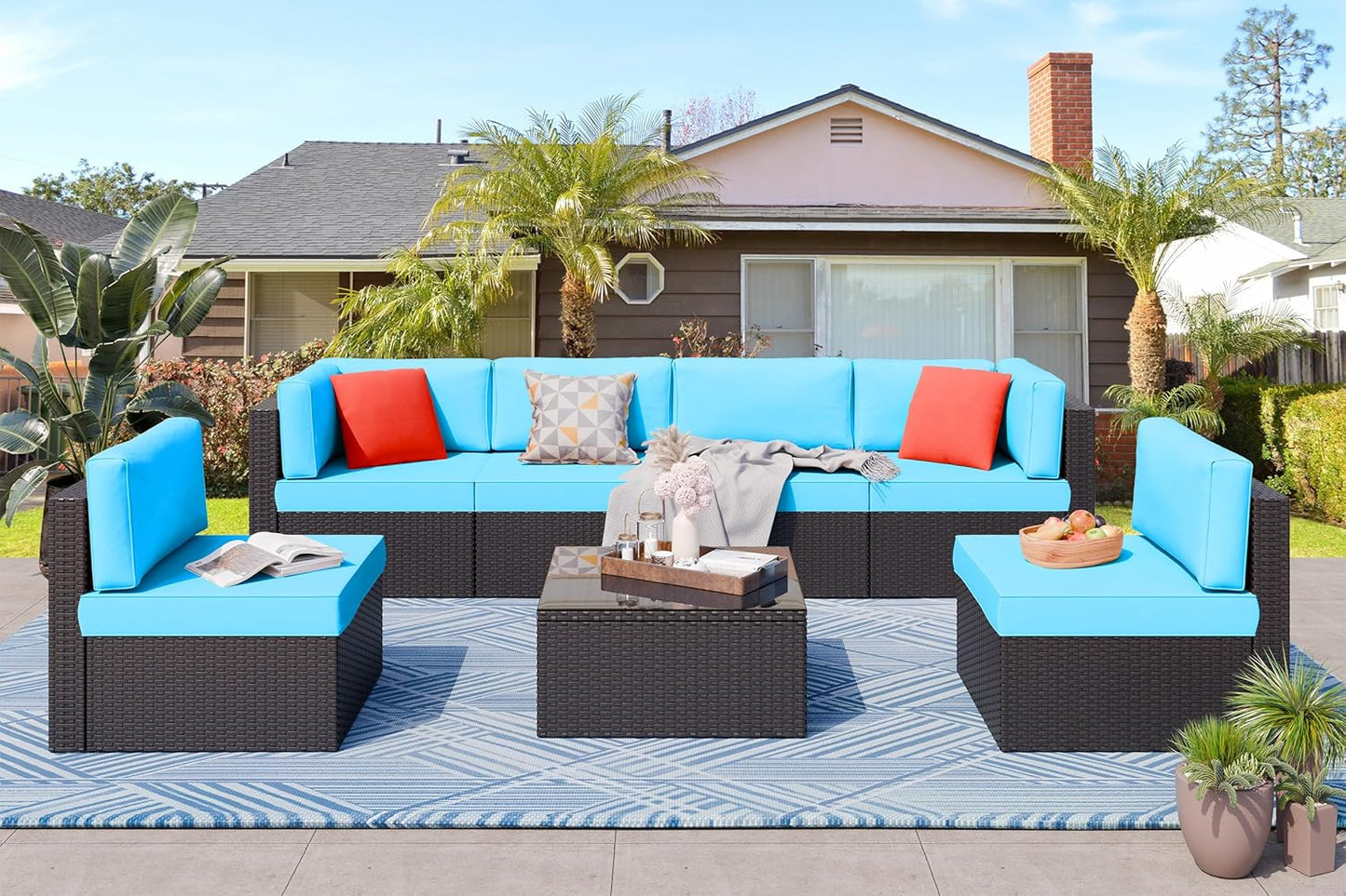 Vongrasig 7 Pieces Outdoor Patio Furniture Set for Comfort