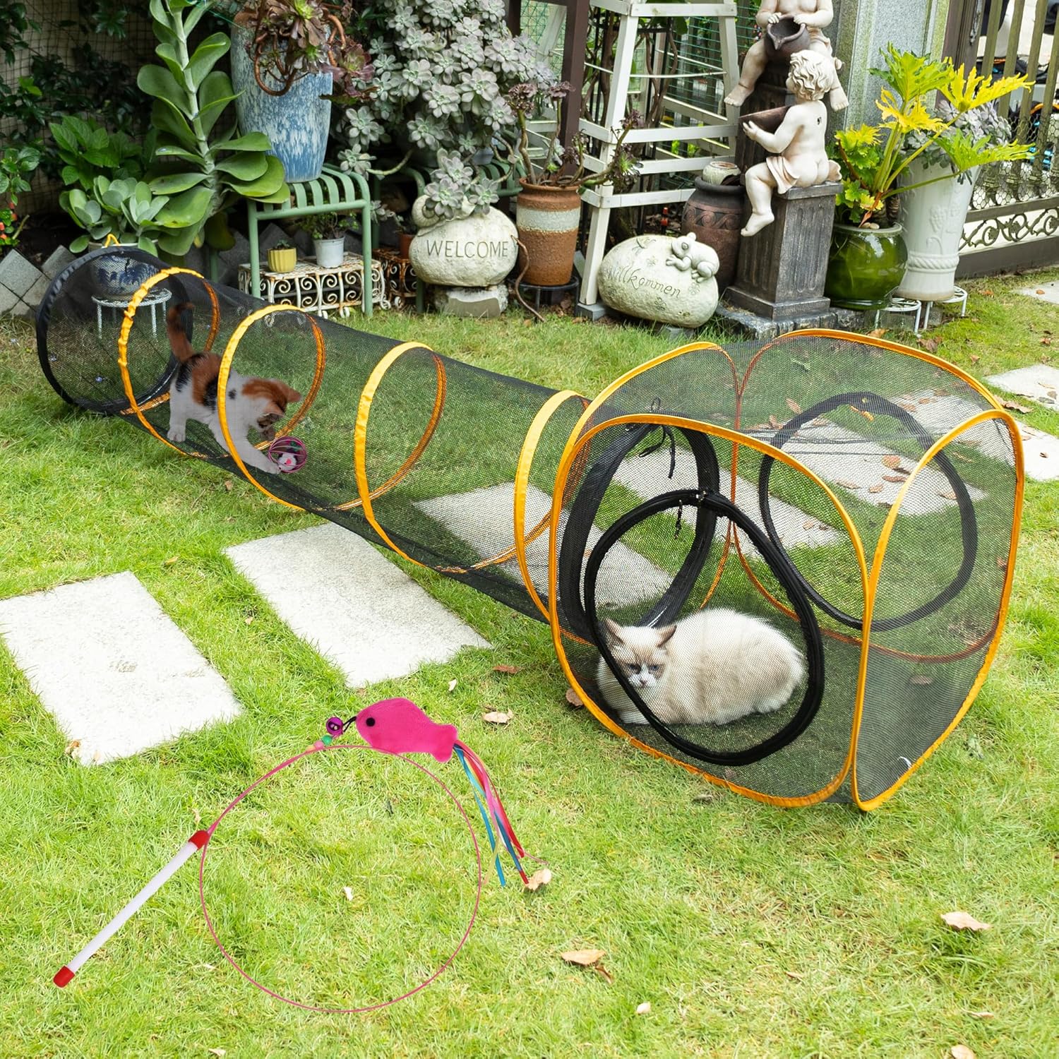 Collapsible Cat Play Tunnel and Cube for Indoor and Outdoor Fun