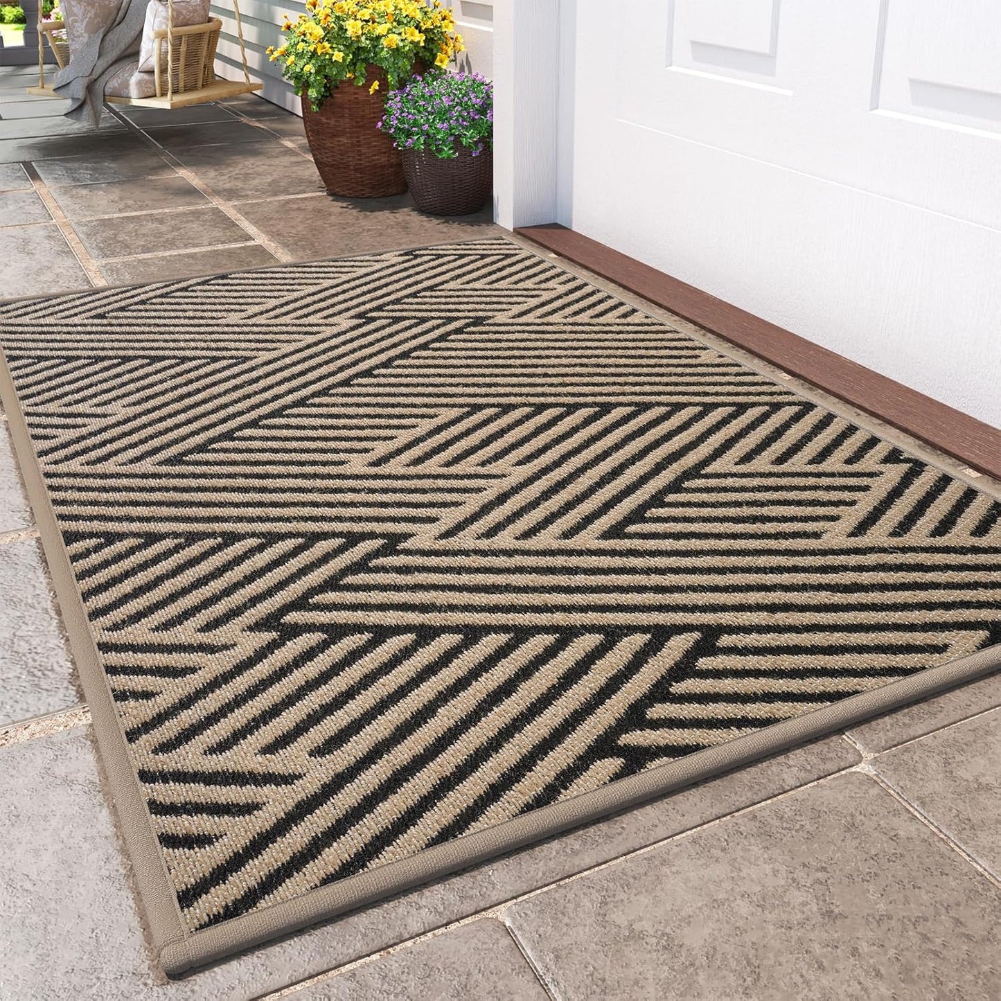 Front Door Mat Outside Entrance with Non Slip Rubber Backing