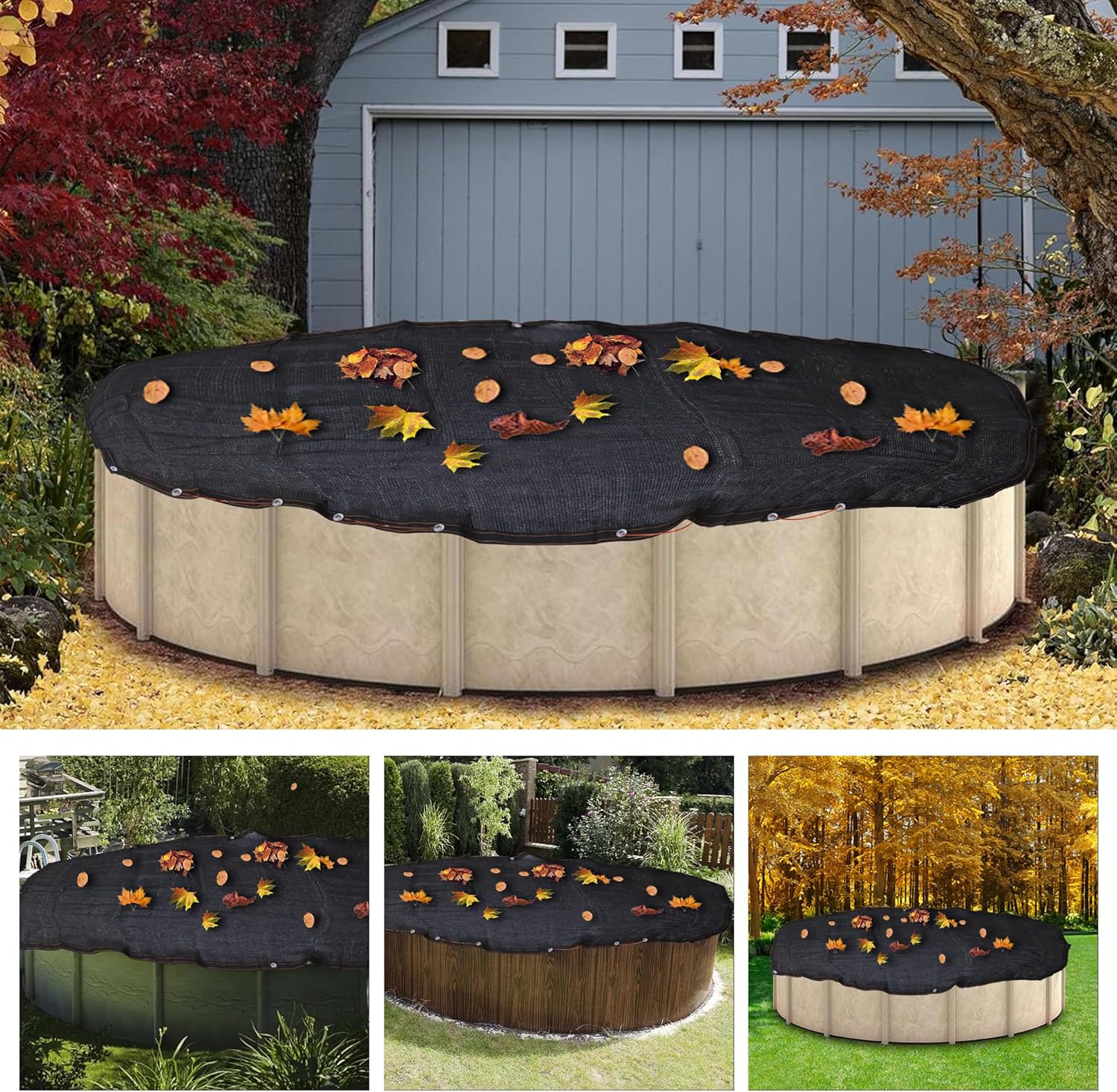30x30FT Pool Leaf Net Cover for Round Pools - Durable Mesh