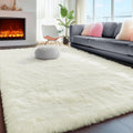 Machine Washable 6x9 ft Cream White Shaggy Area Rug - Soft Cloud Feel