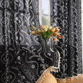 Boho Curtains 84 in Linen Semi Sheer Floral Drapes - Farmhouse Look