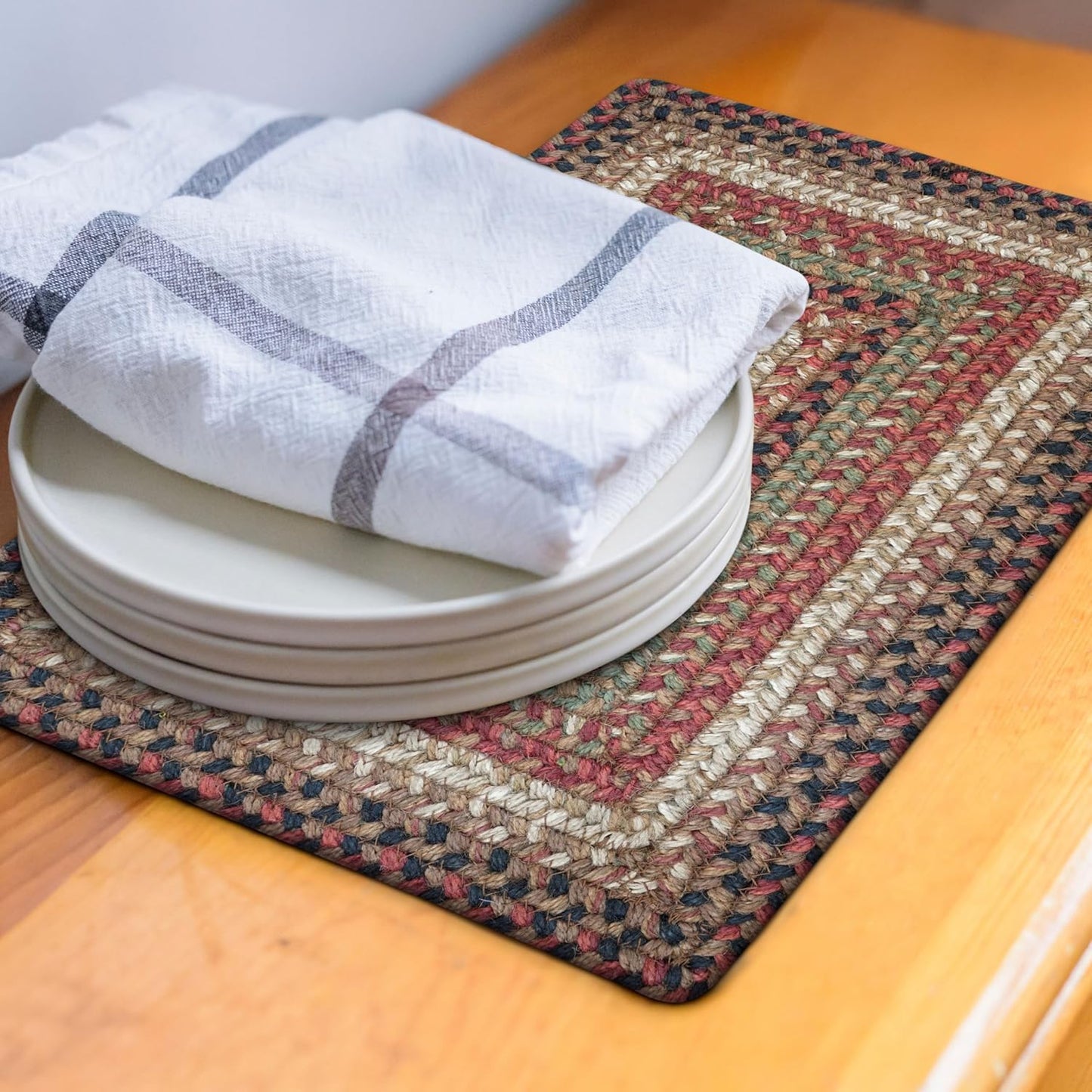 Gingerbread Jute Braided Placemat Set of 4 for Rustic Dining