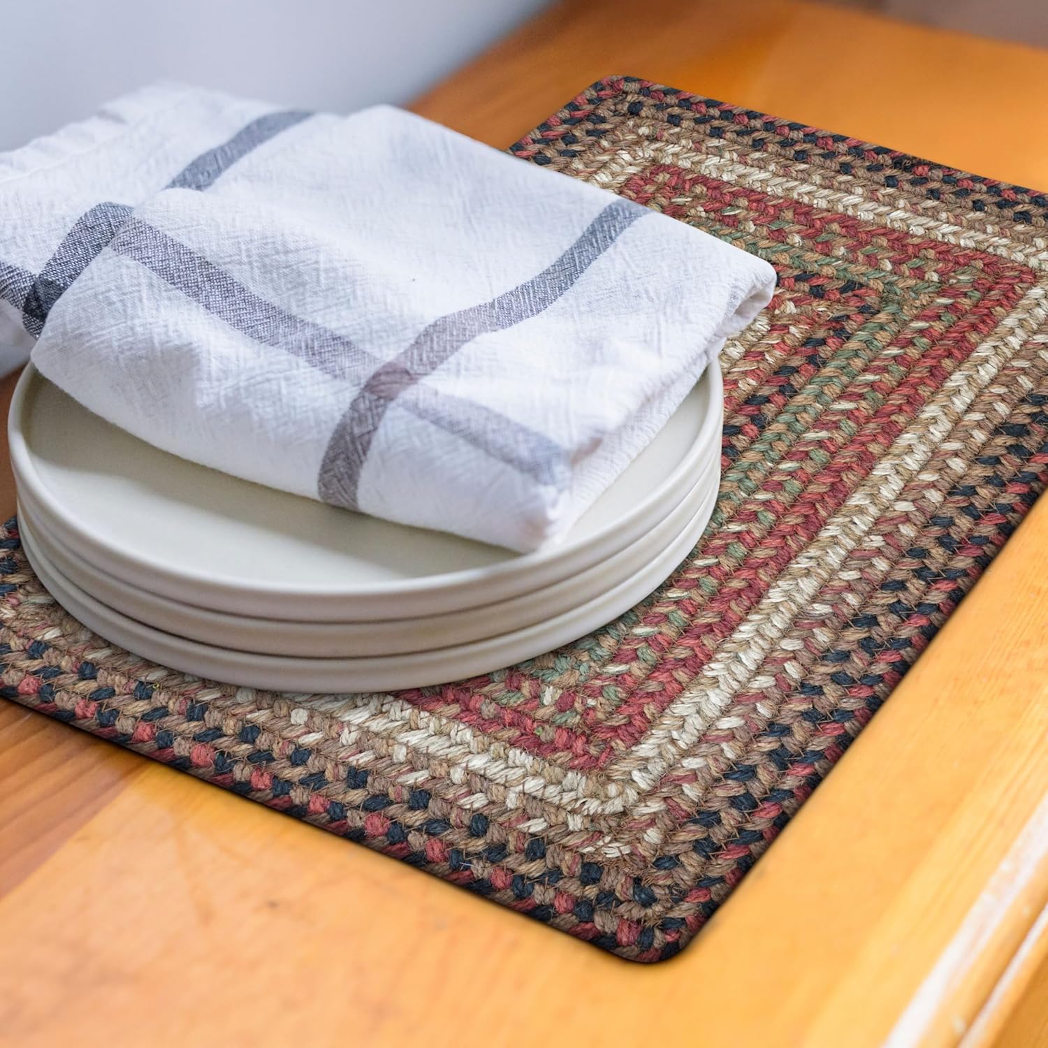Gingerbread Jute Braided Placemat Set of 4 for Rustic Dining