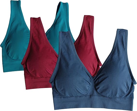 Cabales Women's Pull On Style Seamless Wire-Free Yoga Bra