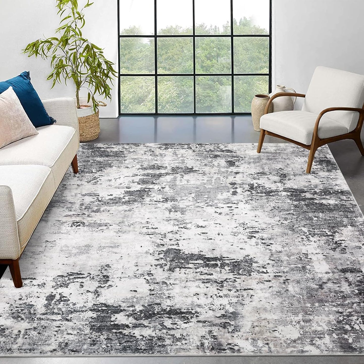 8x10 Modern Abstract Rug for Living Room, Soft & Non-Slip