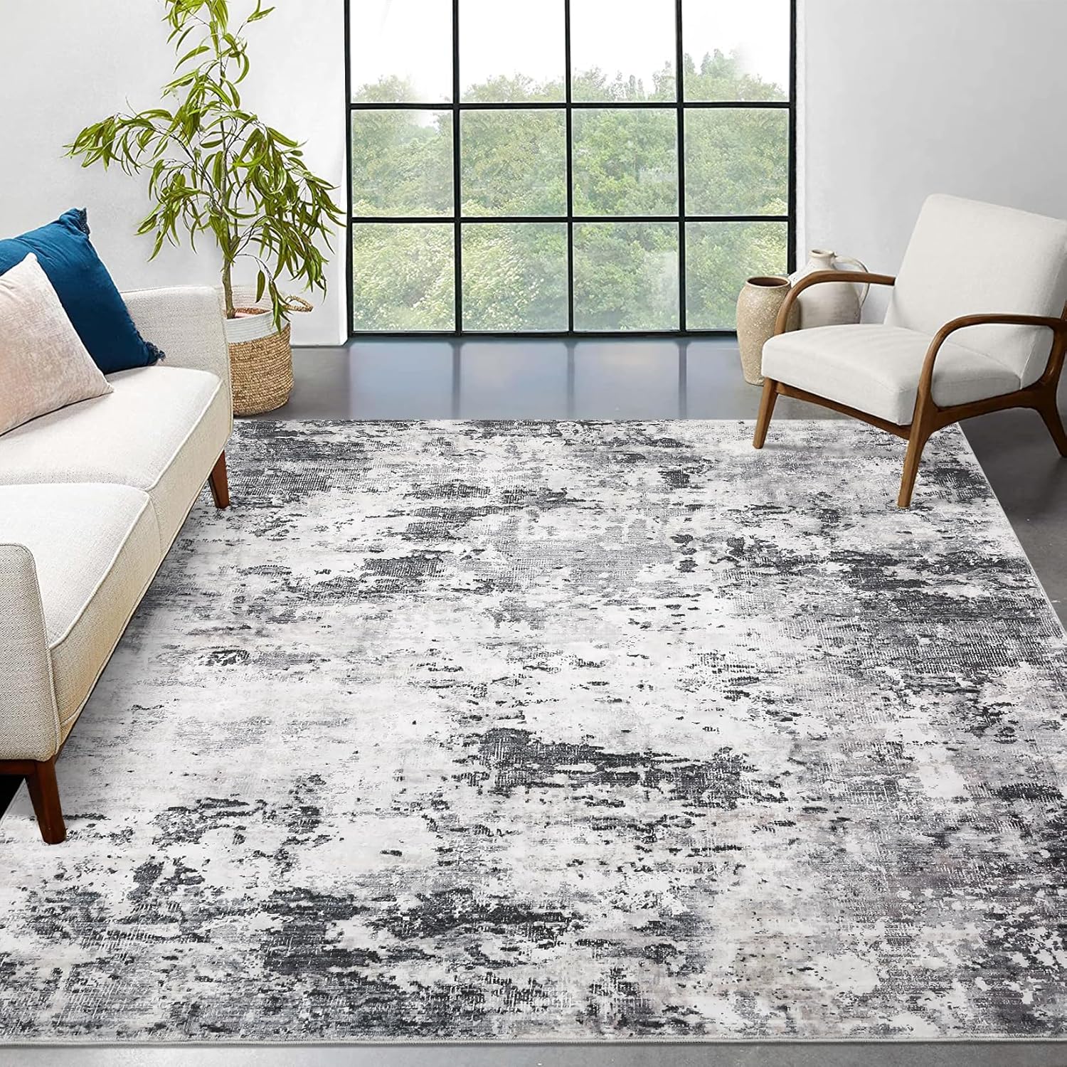 8x10 Modern Abstract Rug for Living Room, Soft & Non-Slip