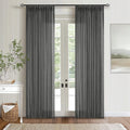 Charcoal Grey 84 in Pinch Pleated Linen Curtains - Textured, Privacy