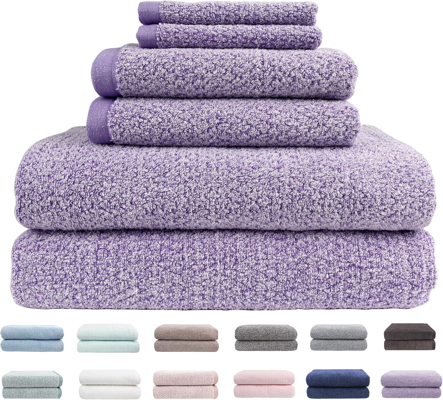 Diamond Jacquard 6 Pieces Bath Towel Set for Luxurious Comfort