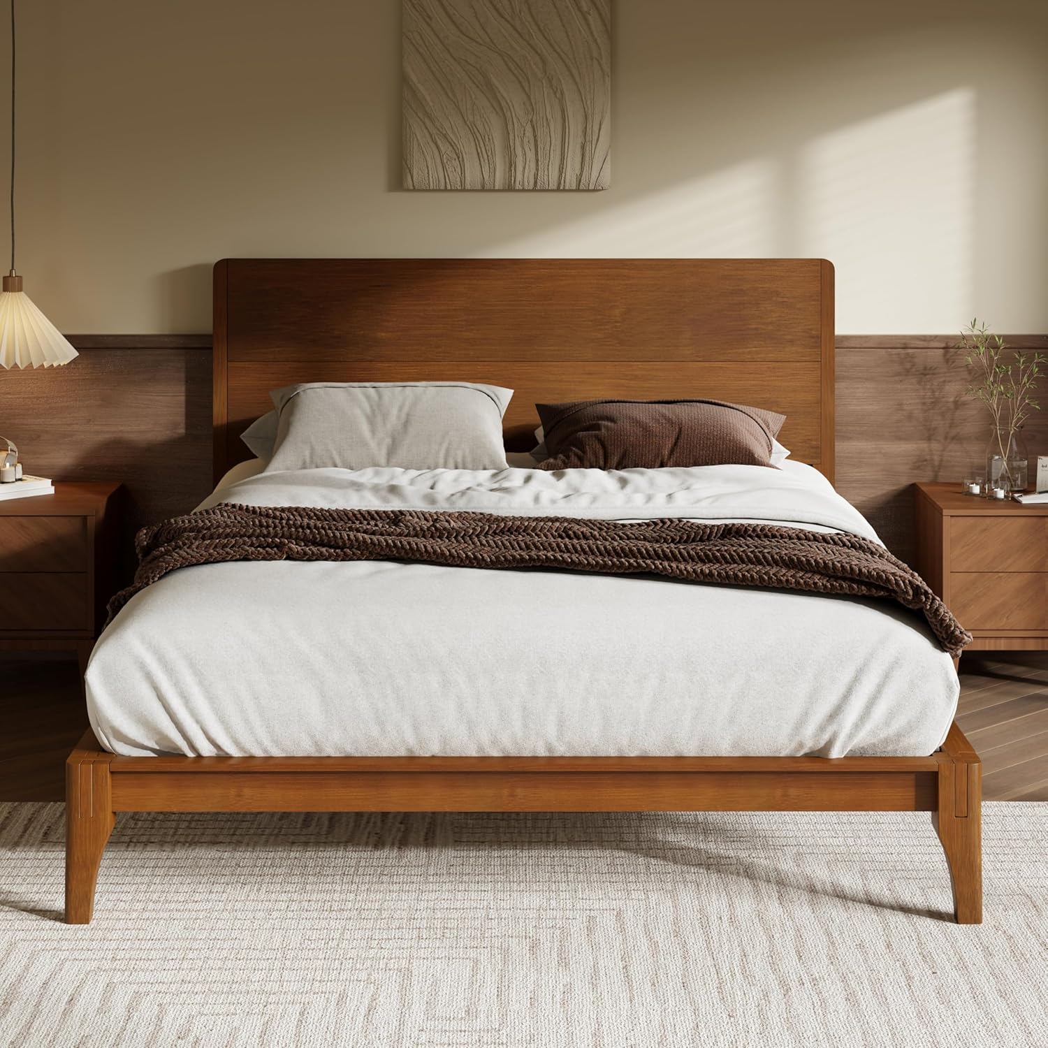 Merax King Size Bamboo Platform Bed Frame for Modern Bedrooms
