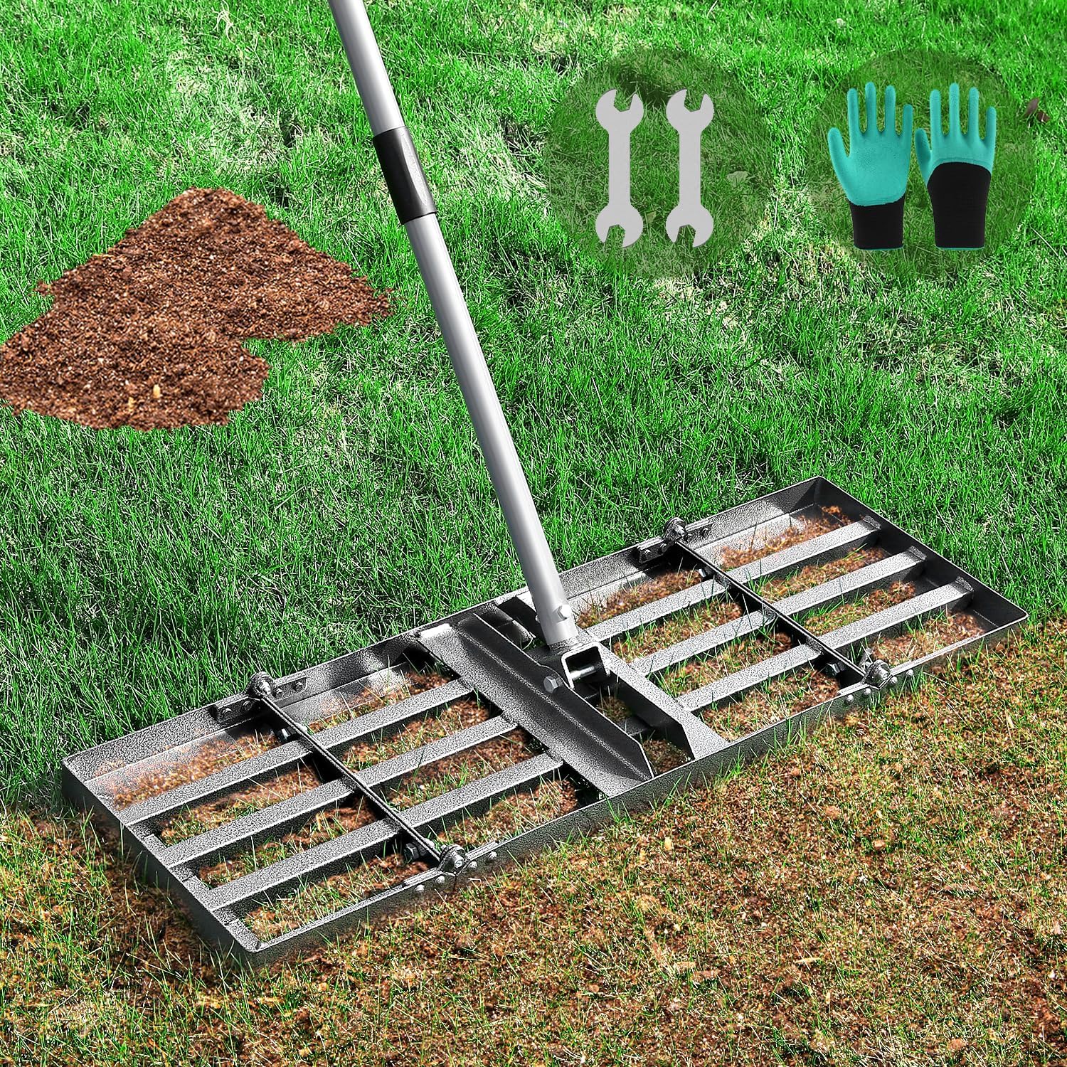 Lawn Leveling Rake for Perfectly Even Soil Surfaces and Gardens