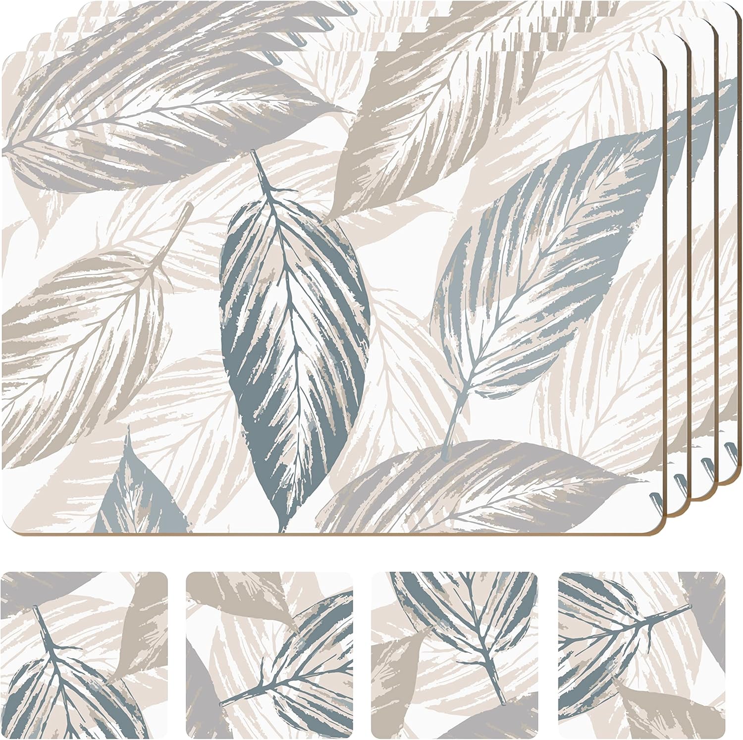Set of 4 Heat Resistant Cork Placemats with Matching Coasters