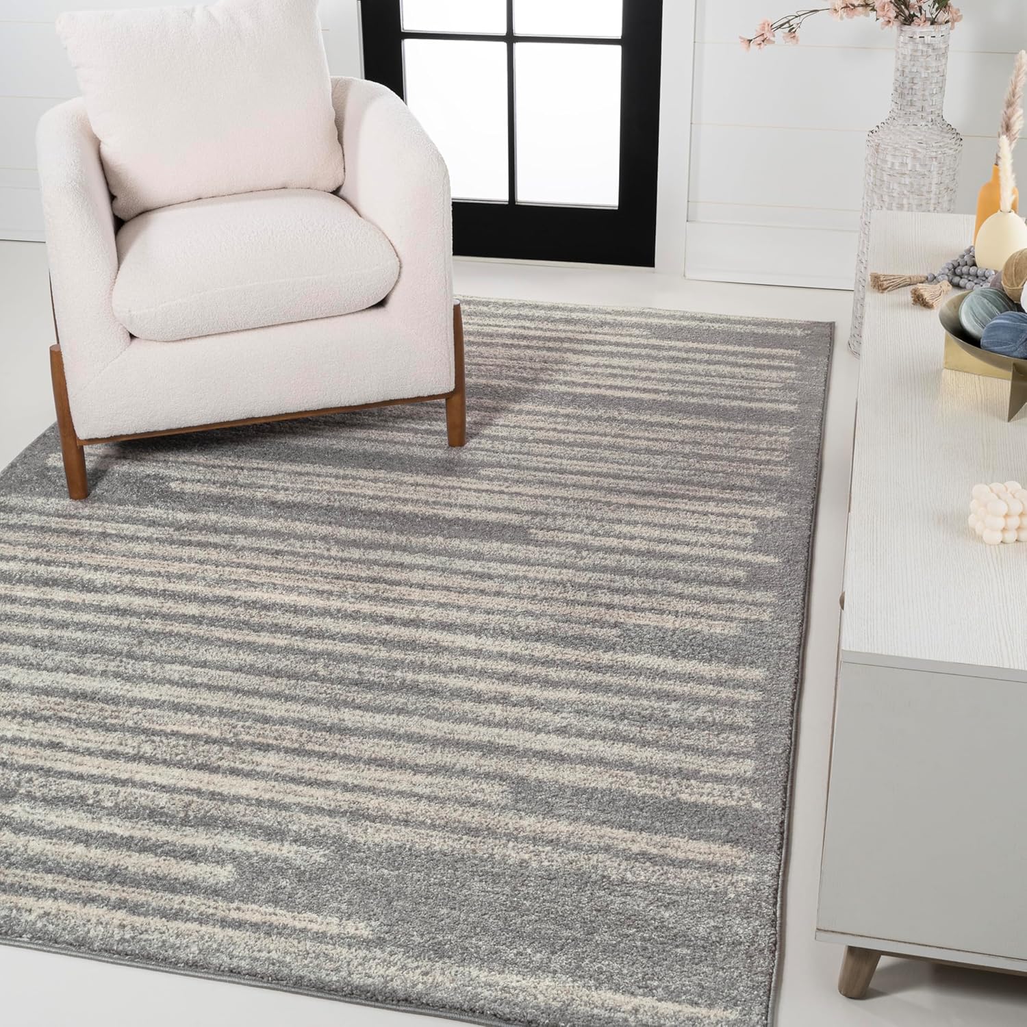 Khalil Modern Berber Stripe Area Rug for Contemporary Spaces