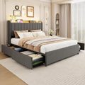 Full Bed Frame with 4 Storage Drawers and LED Lights - Smart Full Bed