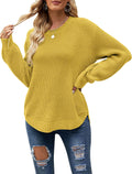 Waffle Knit Pullover Sweater Women Fall 2025 - Cozy Everyday Layer