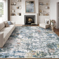 8x10 Washable Area Rug - Modern Abstract Distressed Carpet for Living