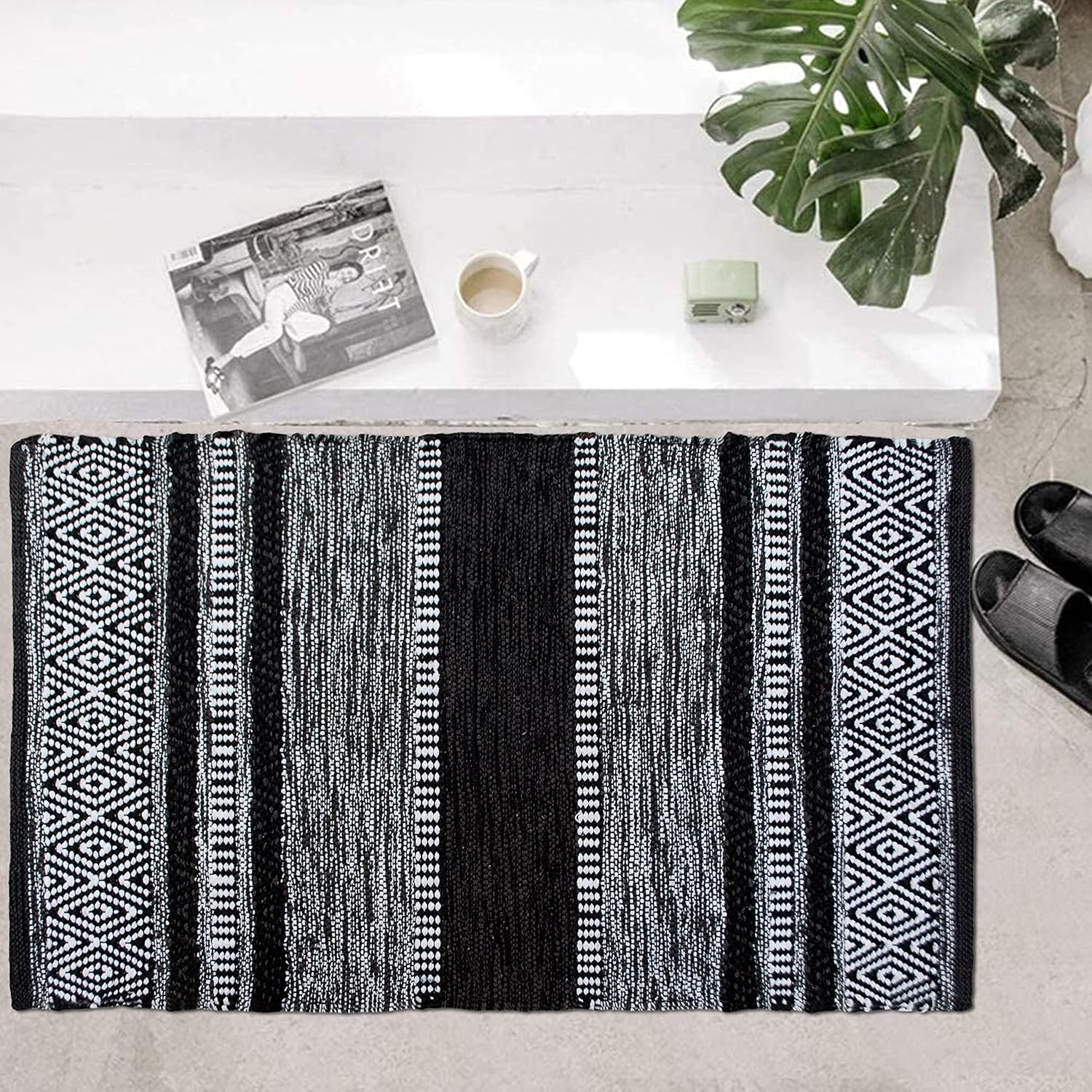 Chardin Home Hand-Woven Boho Rug 24x36 | Eco-Friendly, Versatile, Washable