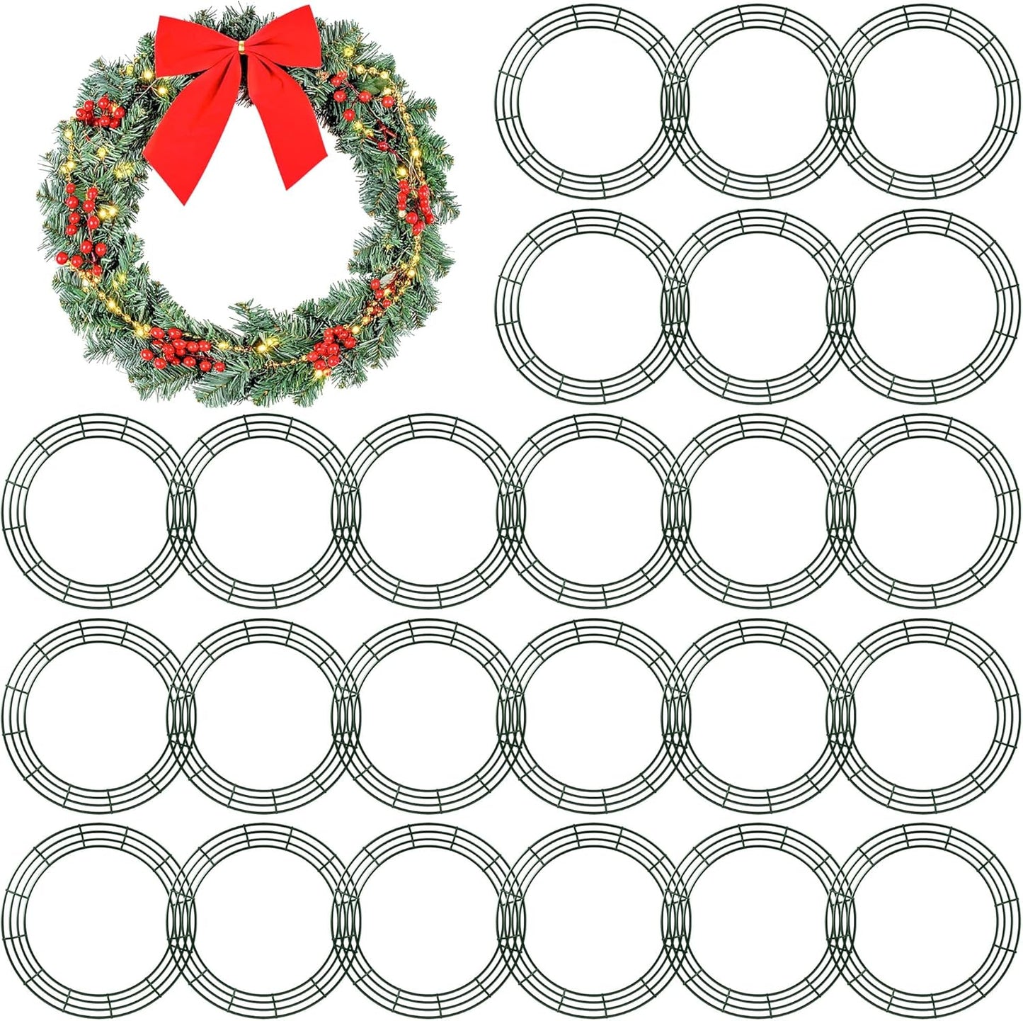 24 Pack 24 Inch Wire Wreath Frame for Holiday Decorations