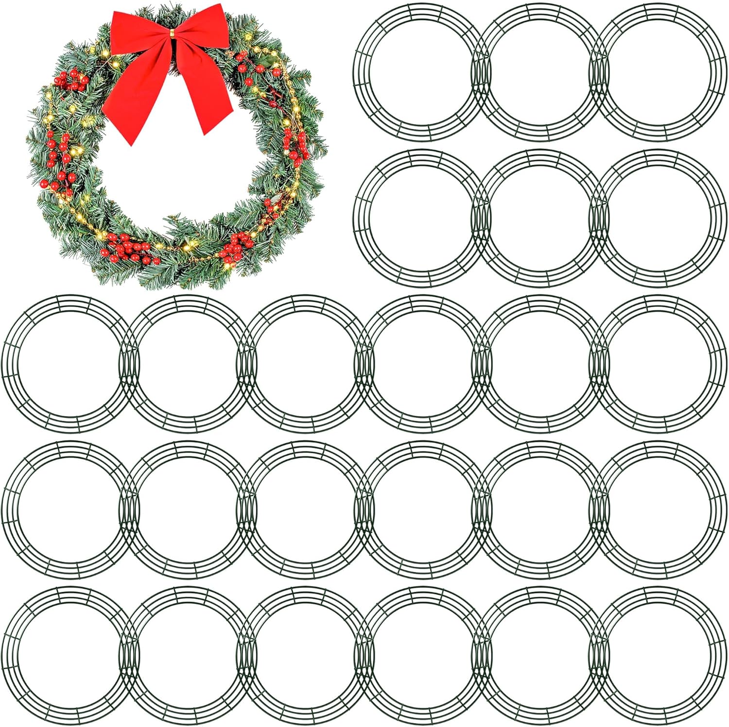 24 Pack 24 Inch Wire Wreath Frame for Holiday Decorations