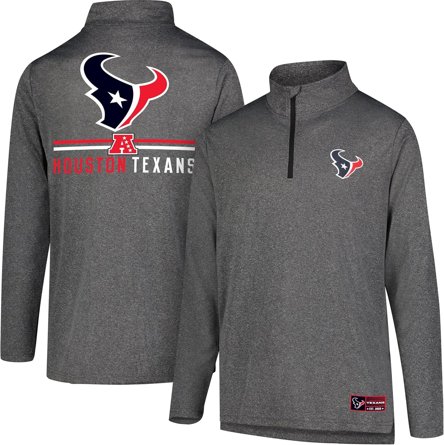 Ultra Game Men's NFL Super Soft Quarter Zip Long Sleeve T-Shirt