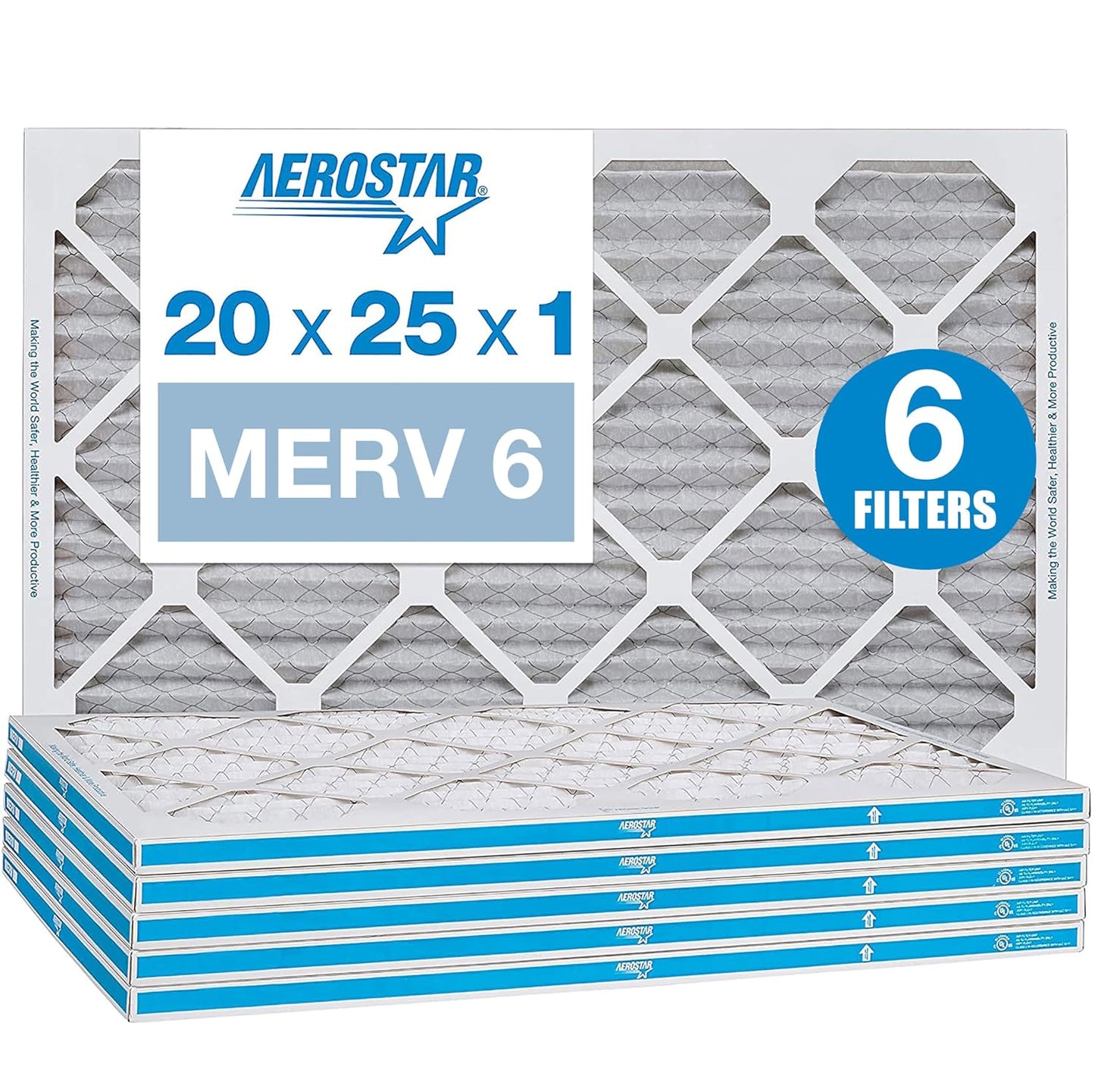 Aerostar 20x25x1 MERV 6 Pleated Air Filter for Cleaner Air