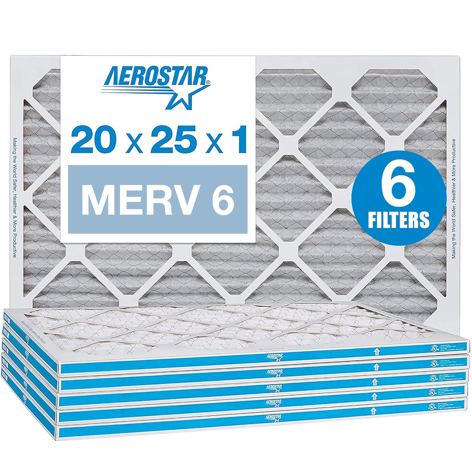 Aerostar 20x25x1 MERV 6 Pleated Air Filter for Cleaner Air