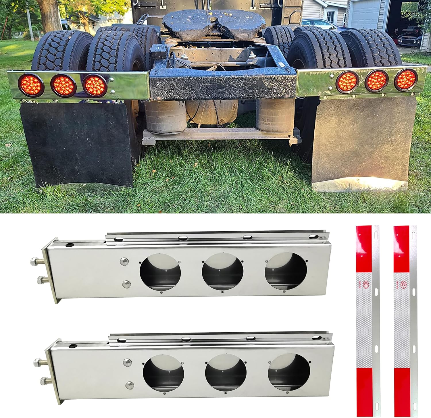 Stainless Steel Straight Spring Loaded Mud Flap Hanger Set