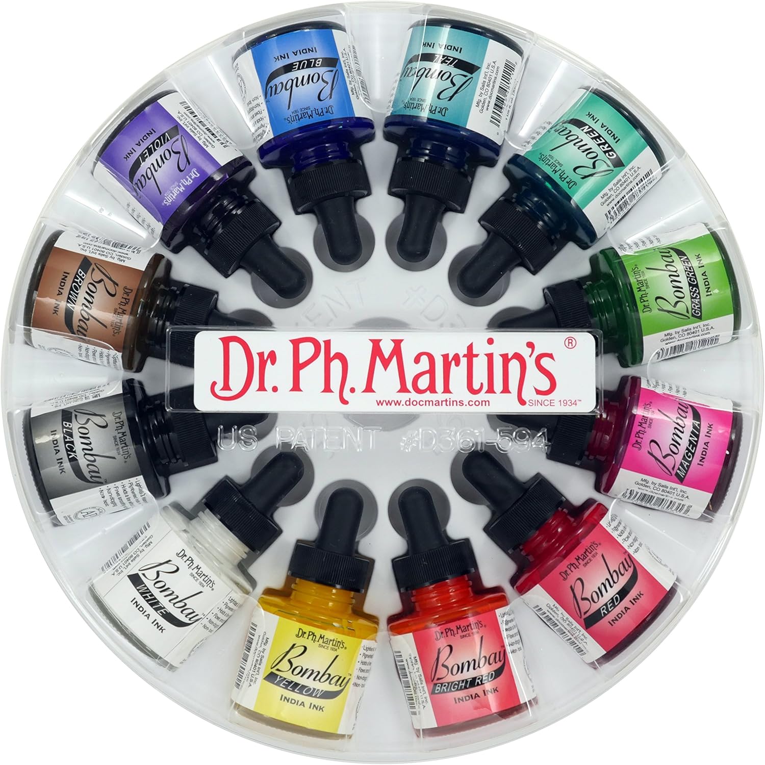 Dr. Ph. Martin's Bombay India Ink Set of 12 Vibrant Colors