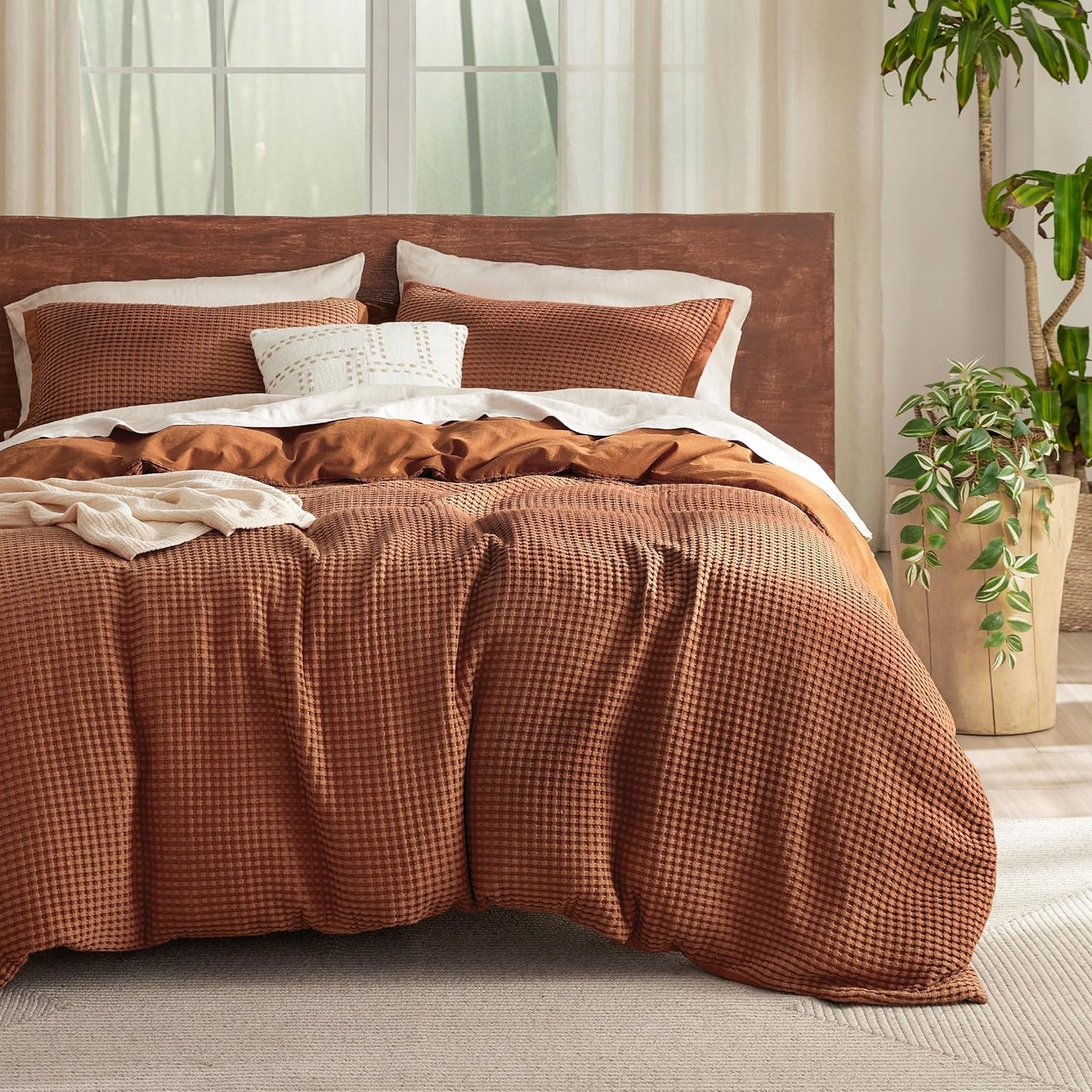 Bedsure Cooling Waffle Duvet Cover Set for Hot Sleepers