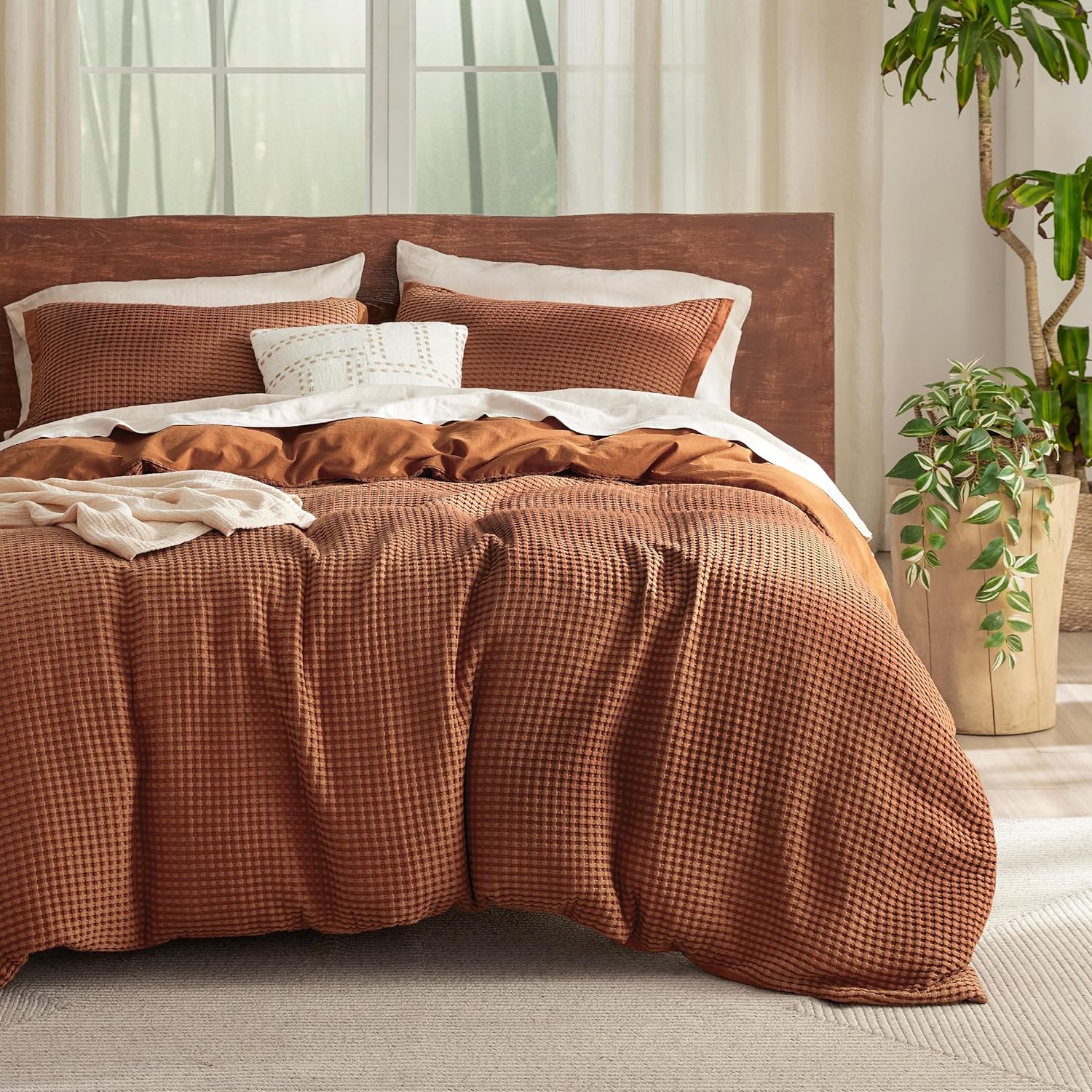 Bedsure Cooling Waffle Duvet Cover Set for Hot Sleepers
