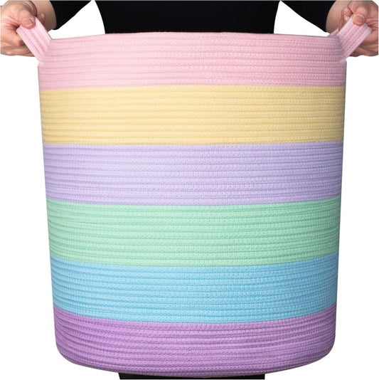Extra Large Decorative Woven Cotton Rope Blanket Basket for Storage