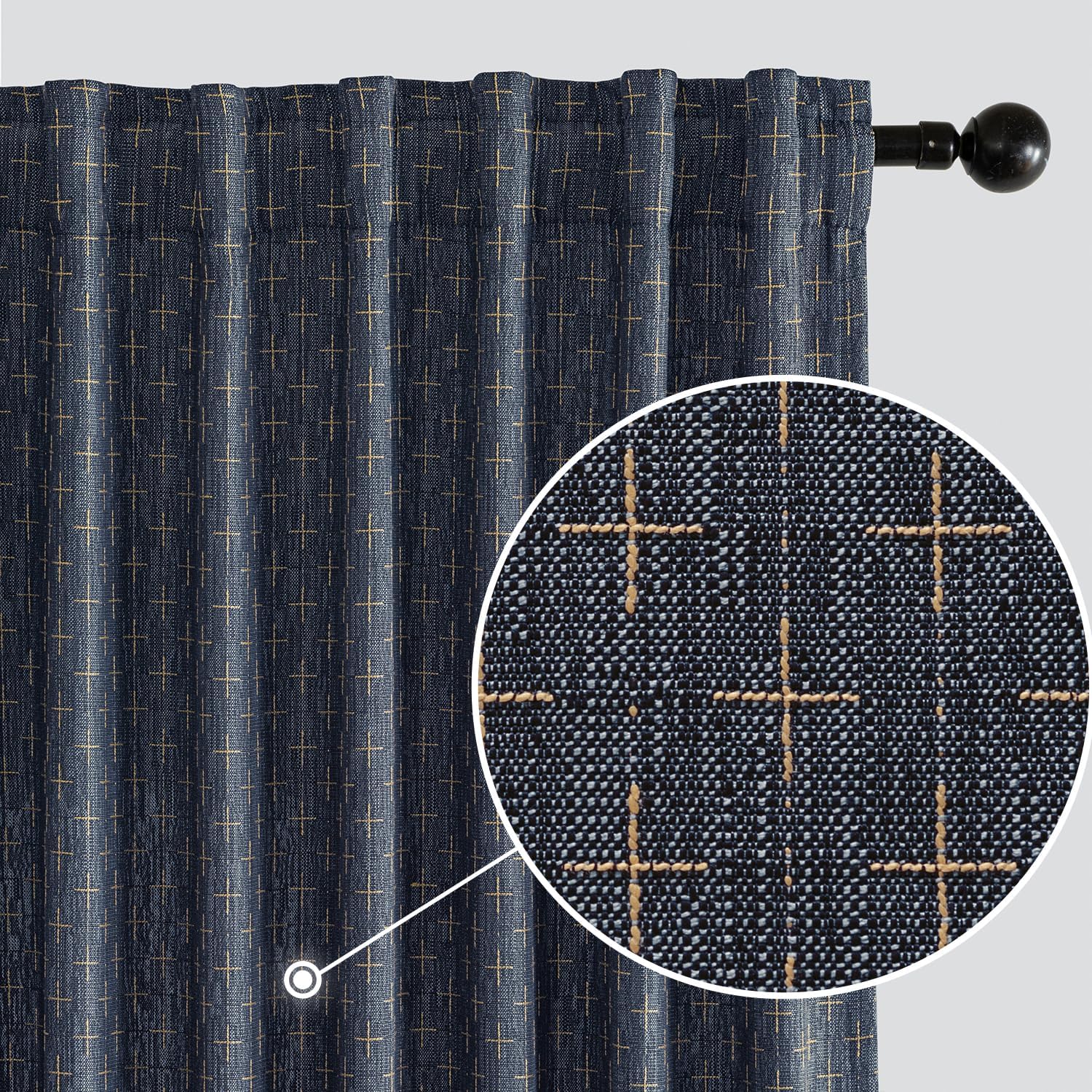 MIULEE Decorative Back Tab Linen Curtains for Modern Homes