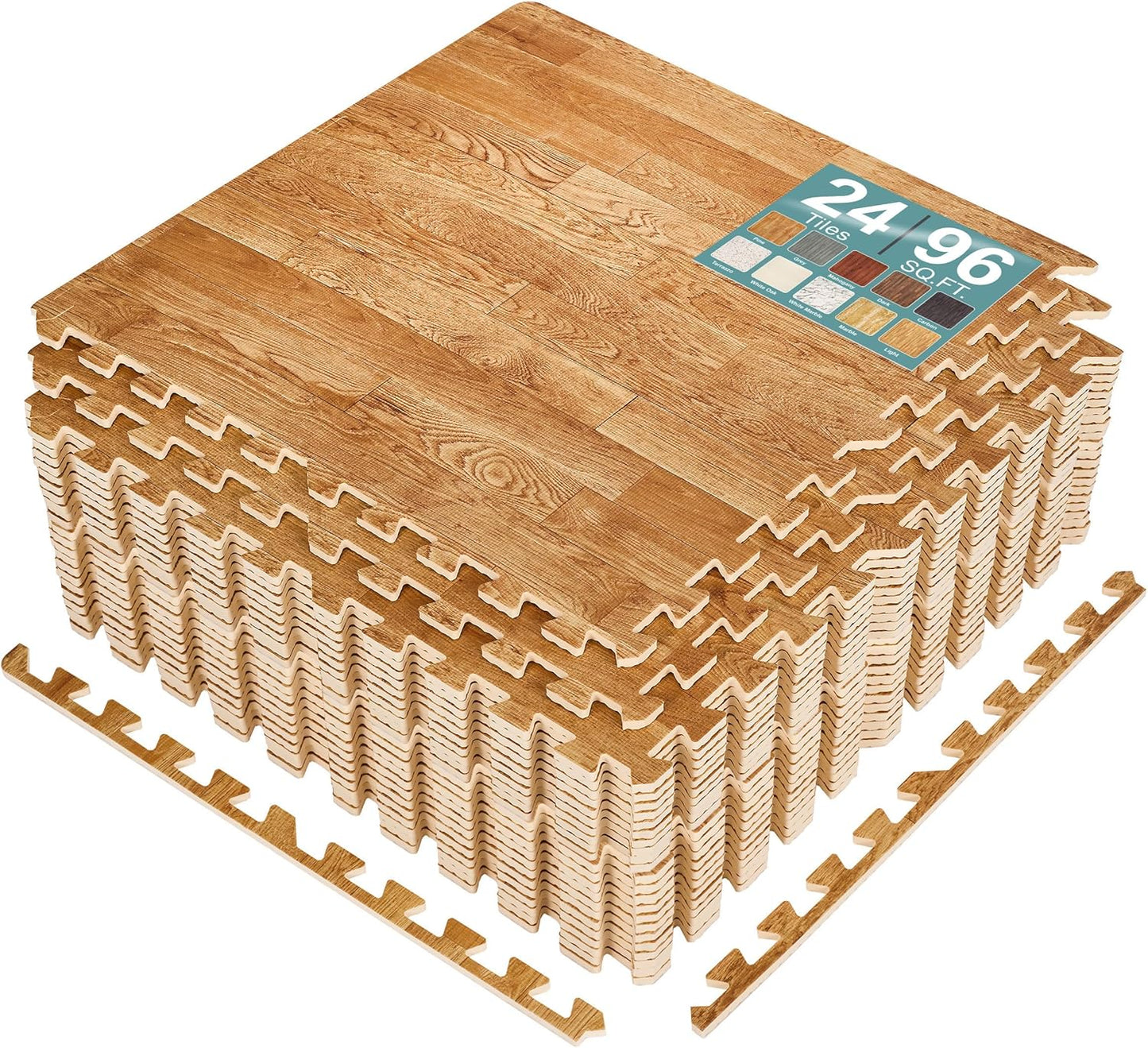 Sorbus Wood Grain Floor Tiles Foam Mat for Comfort and Style