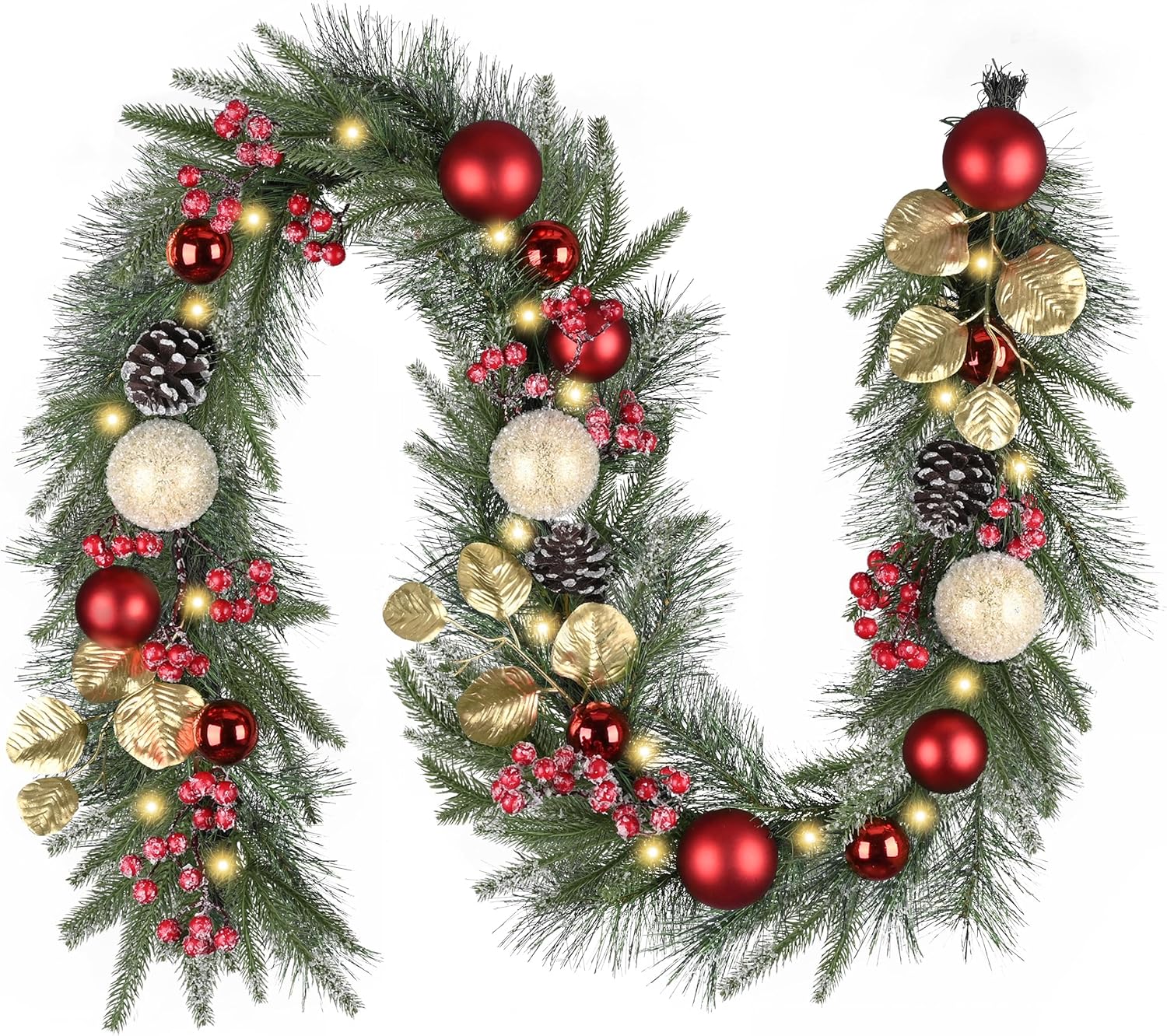 6 Ft Pre-Lit Christmas Garland with Lights for Holiday Decor