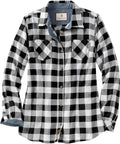 Women's Long Sleeve Plaid Flannel Button Up Shirt - 100% Cotton