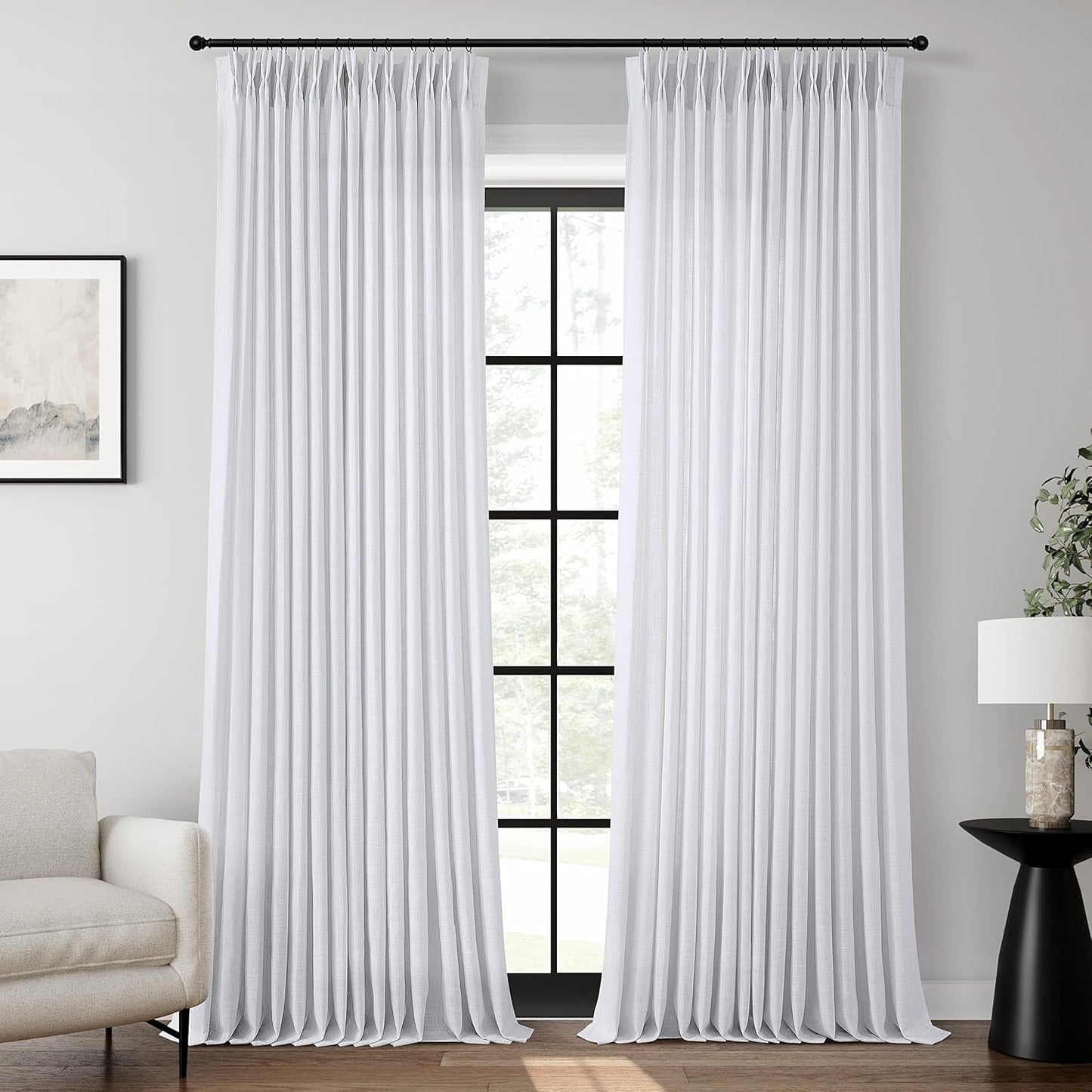 White Pinch Pleated Curtains for Living Room and Bedroom