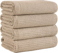 Microfiber Waffle Bath Towels 4-Pack - Soft, Fast Drying Beige