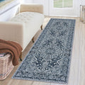 KUTA Vintage Washable Runner Rug 2x6 Navy Blue for Hallways