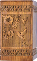 Handcarved Rosewood Hummingbird Oversized Urn - Large Companion