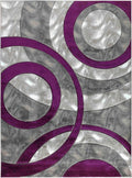 GLORY RUGS Area Rug Modern 2x7 Purple Circles Geometry - Soft Fluffy