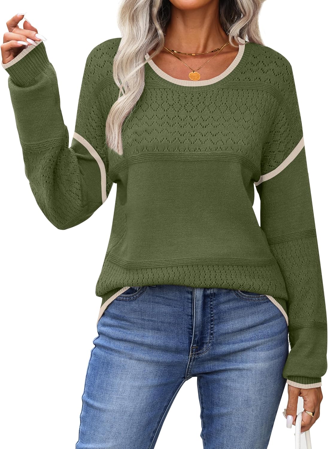Zeagoo Sweaters for Women Long Sleeve Knit Pullover Tops