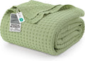 Utopia Bedding Sage Green 100% Cotton Waffle Blanket - Queen 90x90 in