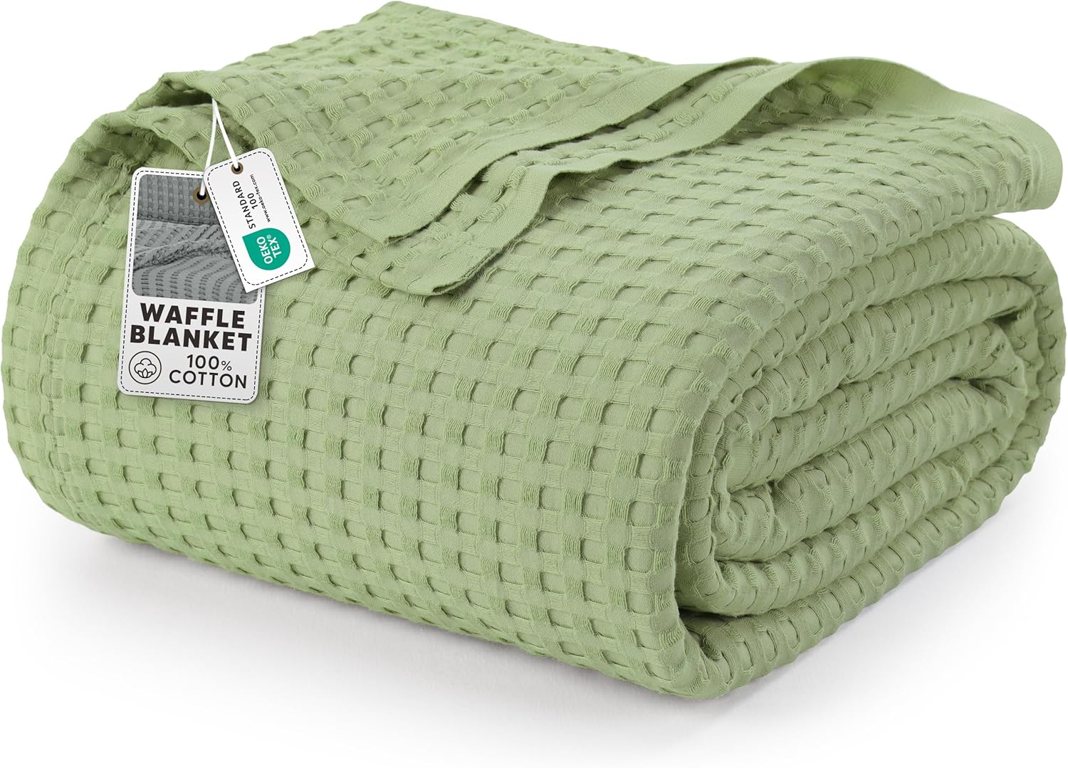 Utopia Bedding Sage Green Cotton Waffle Blanket for All Seasons