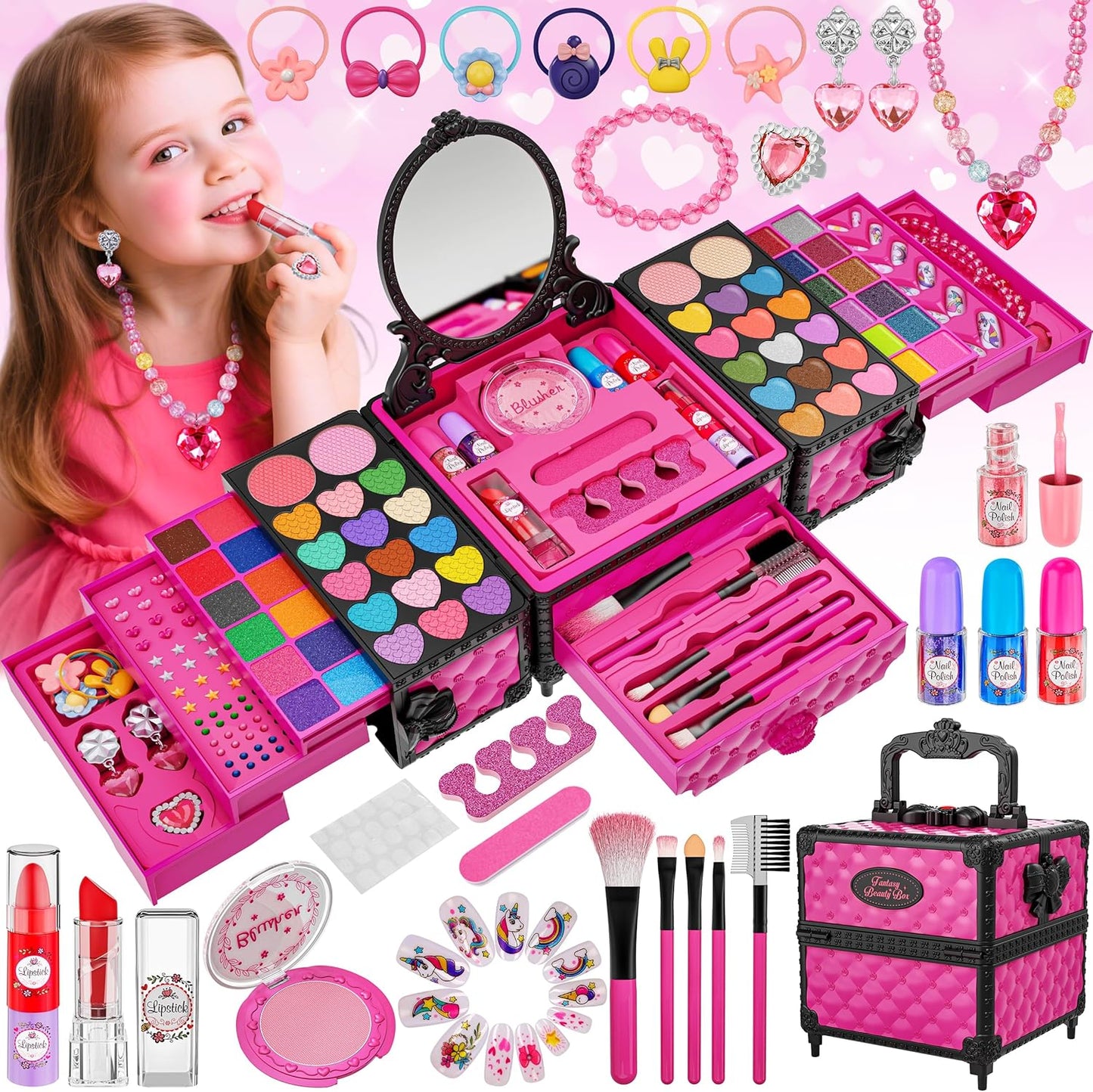 99 Pcs Kids Makeup Kit for Girls - Perfect Princess Playtime Set