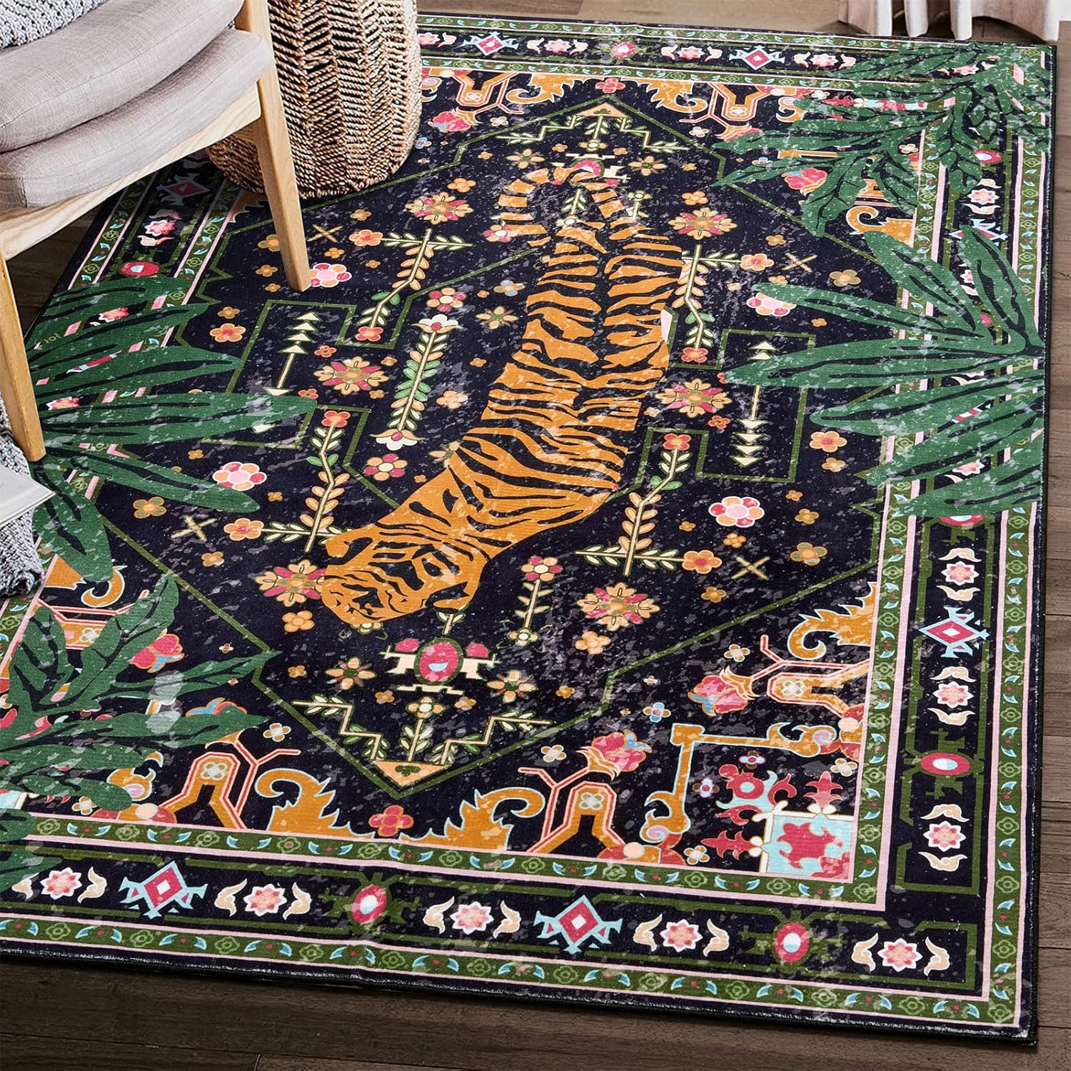 Oriental Tropical Washable Rugs for Living Room and Bedroom